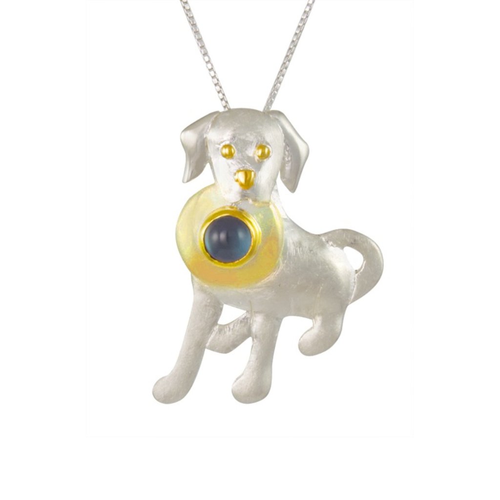 Sterling Silver And 22k Gold Vermeil Frisbee Retriever Pendant